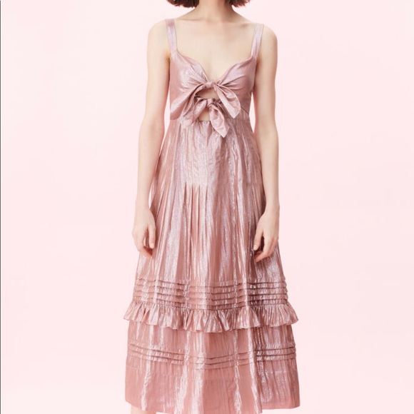 metallic chiffon ruffle dress rebecca taylor Rebecca Taylor Tiered Ruffle Fil Coup Silk-Blend Dress evaChic
